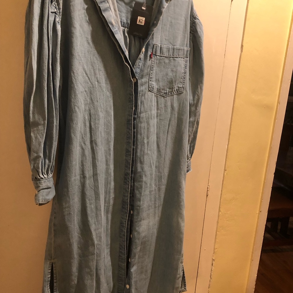 Levi's Light Blue Denim Shirt Dress run big